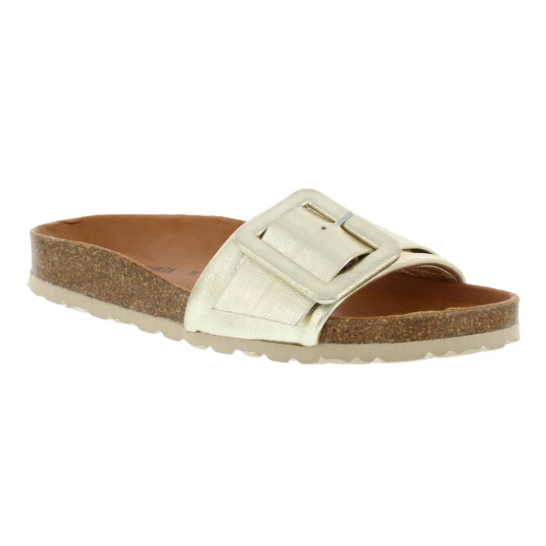 Verbenas Sandalen met doornsluiting, model 'REIKO' in goud gemêleerd