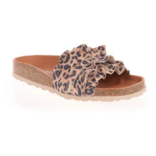Load image into Gallery viewer, Leopard print slide sandal on a white background
