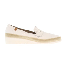Load image into Gallery viewer, White slip-on shoe with a white and brown sole on a white background
