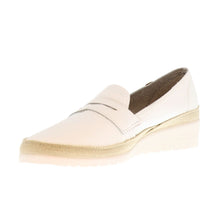 Load image into Gallery viewer, White slip-on shoe with beige and white sole on a white background
