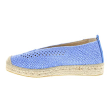 Load image into Gallery viewer, Blue espadrille shoe on a white background
