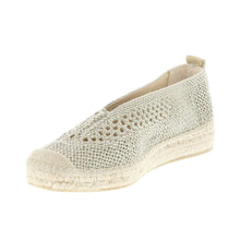 Load image into Gallery viewer, Light green woven espadrille shoe on a white background
